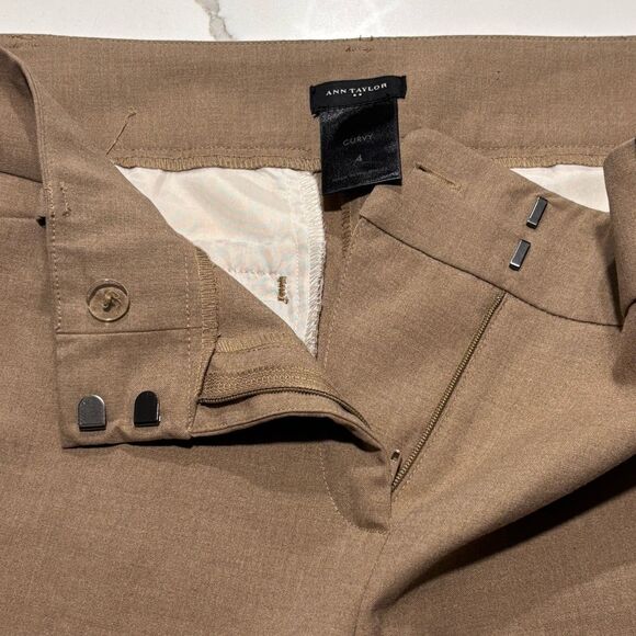 ANN TAYLOR Women’s Curvy Tan Brown Career Work Stretch Khaki Dress Pants Size 4 - Picture 9 of 13